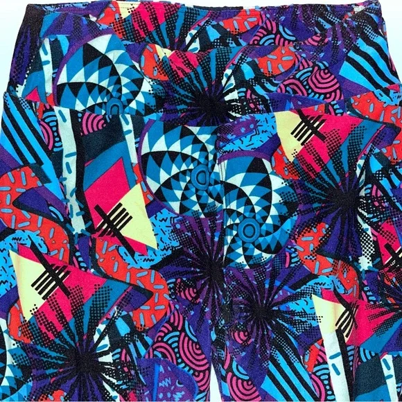 LULAROE Blue Multi Color Bold Pattern Leggings One Size - Bundle Lot of 3 - Picture 3 of 13